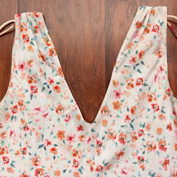 Amanda Uprichard 100% Silk Cami Tank Top Tie Shoulder Floral Romantic Sz XS - Picture 12 of 14